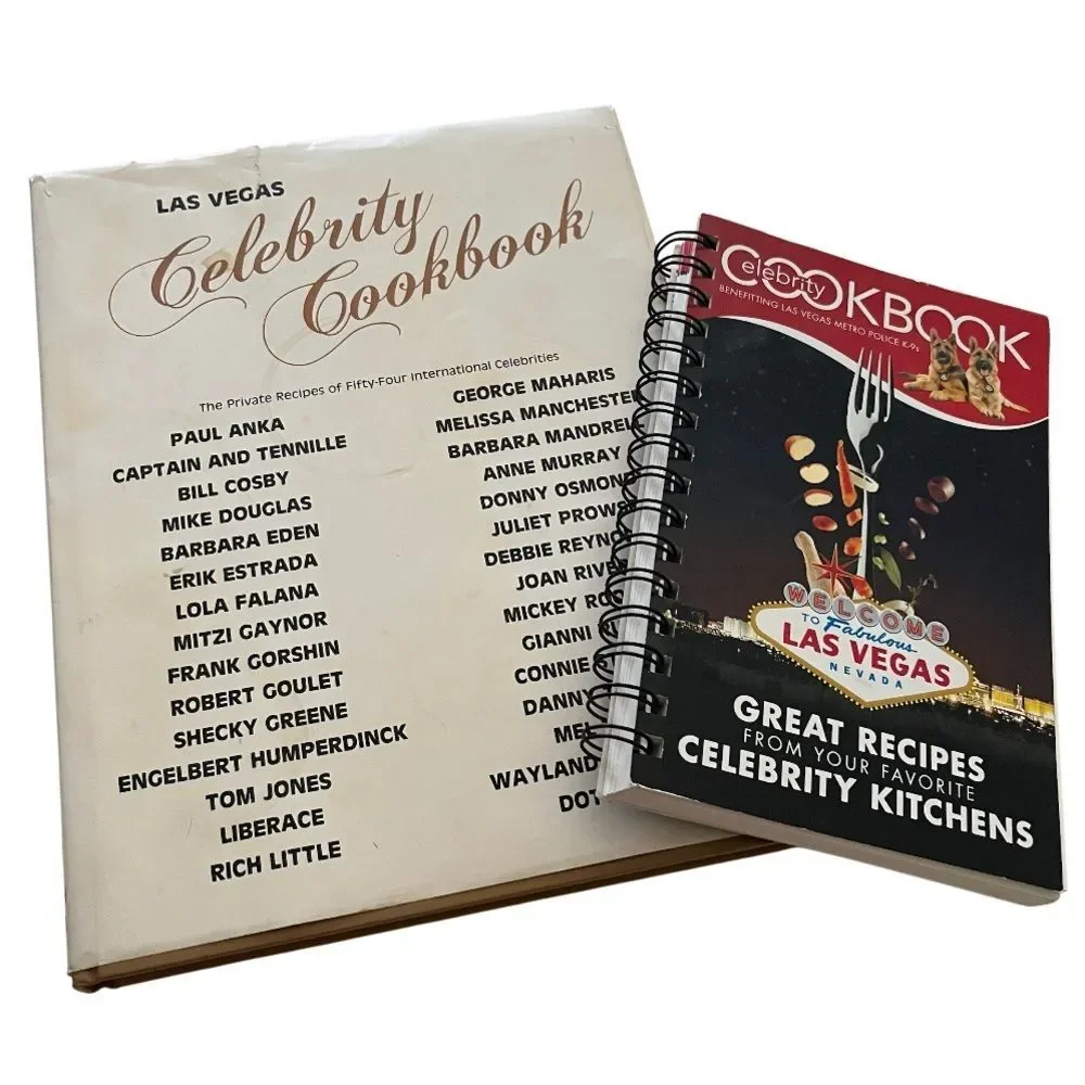 LAS VEGAS Celebrity Cookbook 1 Vintage Hardcover 1 Spiral Paperback COLLECTIBLE